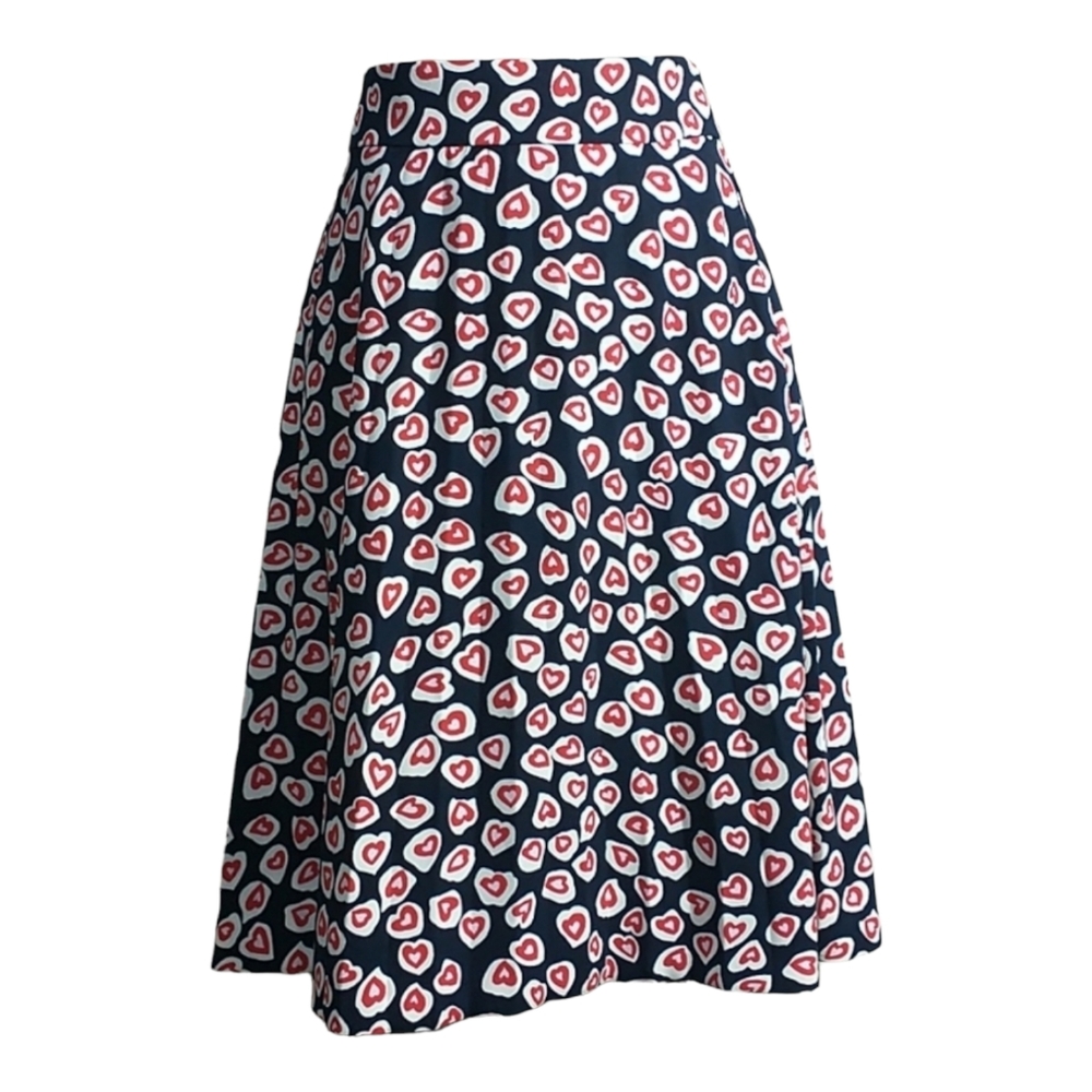 J.crew Pleated 365 Cree Heart Print Midi Skirt 4P